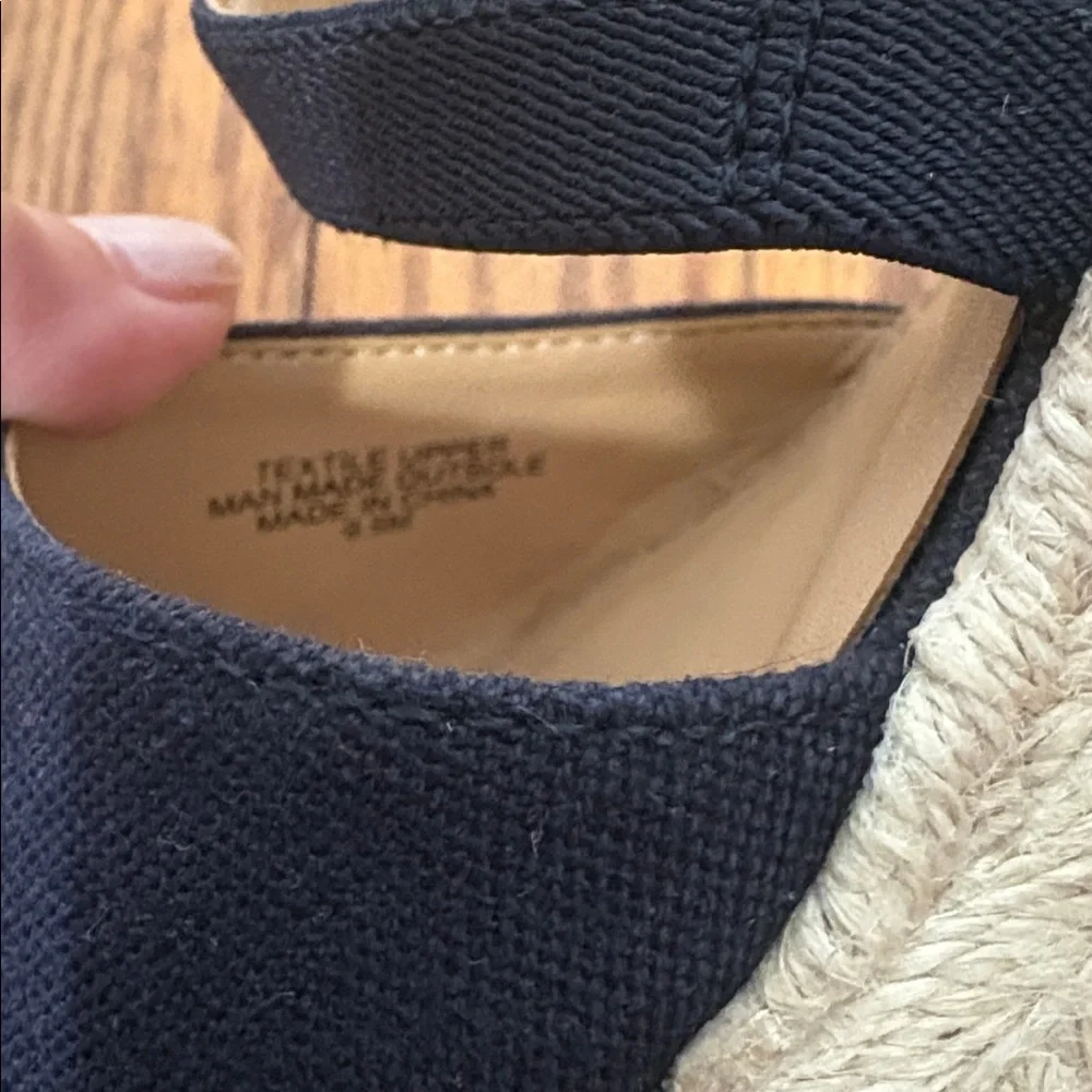 Talbots Lyndsay Strappy Canvas Espadrille Wedges Indigo Navy size 9.5‎ nautical